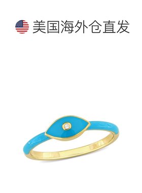 自营 Mimi & Max 打造镀黄纯银白色蓝宝石珐琅戒指 - 蓝色 美国奥