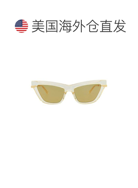 自营bottega veneta猫眼-框架回收醋酸纤维太阳眼镜-黄色金色 美