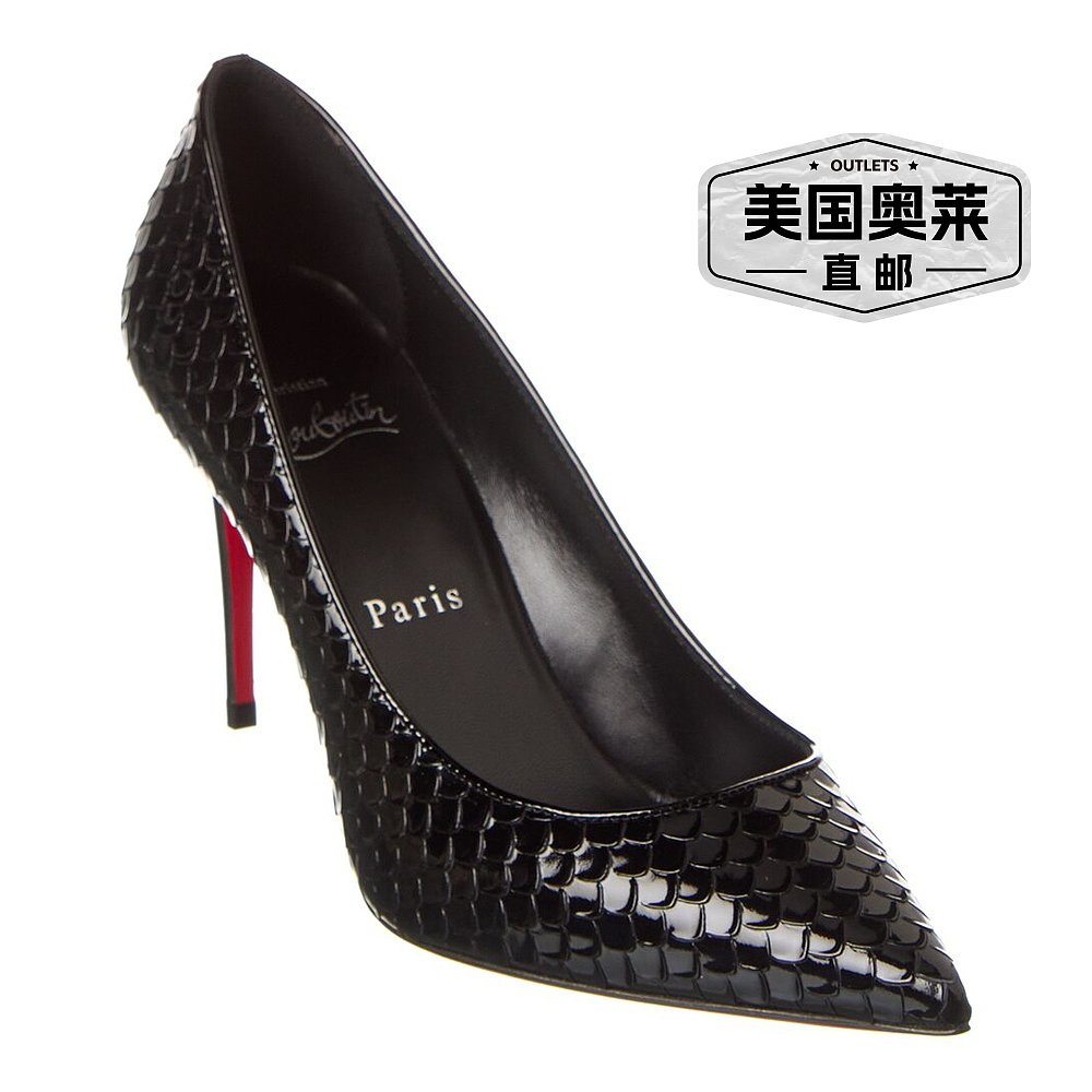 Christian Louboutin Kate 85 压纹皮革高跟鞋 - 黑色 【美国奥莱 - 图0