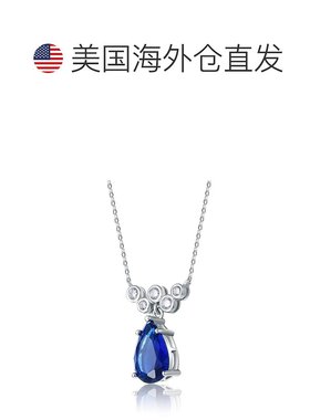 genevive14k 镀金纯银配蓝色蓝宝石和钻石方晶锆石泡泡雪佛龙雨滴