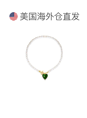 自营classicharmsEsmee 绿釉心形吊坠珍珠项链 - 绿色 美国奥莱直