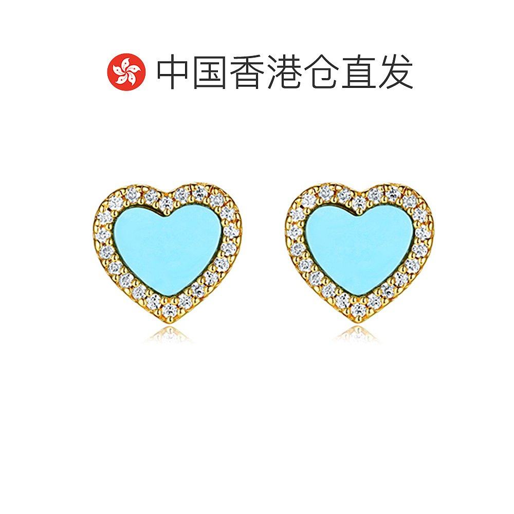 自营apmmonaco女士金色湖蓝色拼色爱心耳钉时尚新年礼物,淘宝优惠券,粉丝福利购,淘宝优惠卷