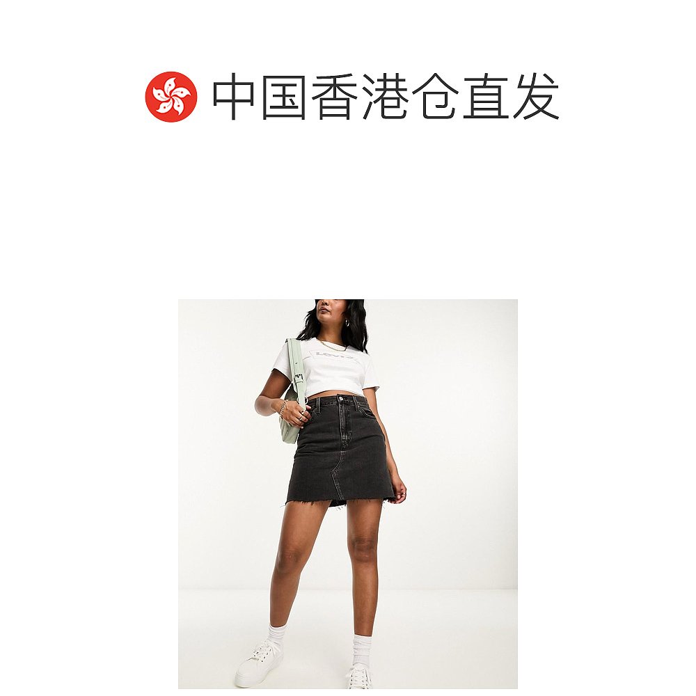 香港直邮潮奢 Levi'S 李维斯 女士Levi's 高腰迷你牛仔深灰半身裙 - 图1