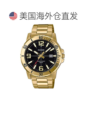自营Casio Men’s Black Dial Analog Watch with Gold Tone Brac