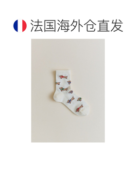欧洲直邮自营Sezane Teckel男孩米白色有机棉腊肠犬图案短袜