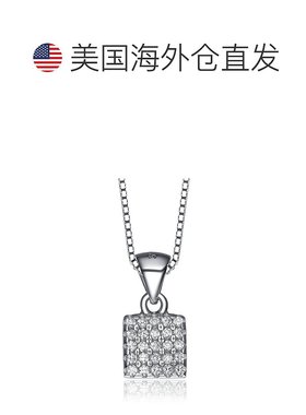 自营 geneviveC.Z.纯银镀铑方形吊坠 - 白色 美国奥莱直发