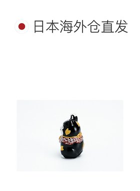 日本直邮九谷烧2号 招财猫 黑色背景上点缀着花朵和金色（右） 装