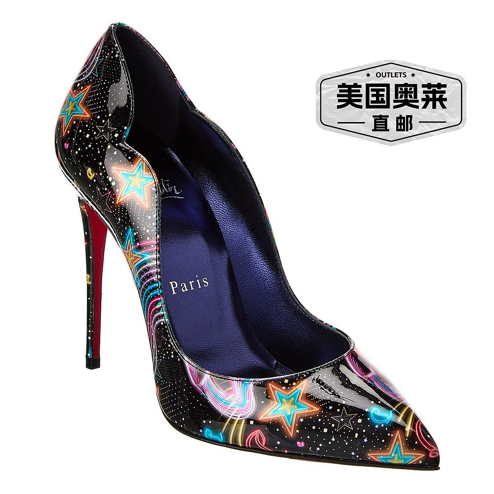 Christian Louboutin Hot Chick 100漆皮高跟鞋-黑色【美国奥-图0