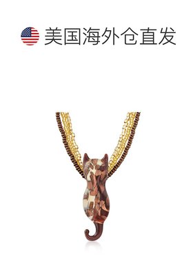 自营Ross-Simons 意大利棕色和金色穆拉诺玻璃珠猫项链配 18 克拉
