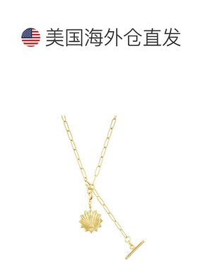 adornia14k 镀金可调节回形针套索，带水晶首字母徽章 - gold-i