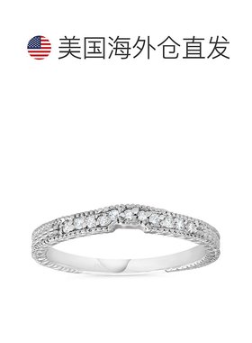 自营 pompeii31/10ct 复古钻石凹槽结婚戒指 14K 白金 - 14k 白金