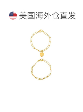 自营Adornia Heart Paper Clip Chain Set gold yellow 美国奥莱