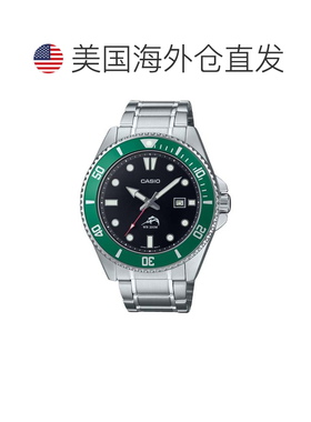 自营Casio Men's Stainless Steel Dive Watch with Black and Gr