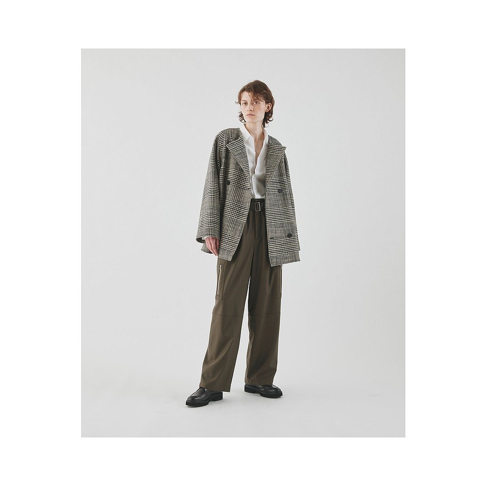 日本直邮GALERIE VIE Grenache Check 无彩色连帽短风衣外套 - 图0