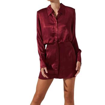 astr the labelRuth Burgundy Satin Shirt Mini Dress - Burgundy [USA