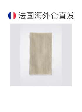 自营欧洲直邮COS 男士米色条纹亚麻流苏围巾