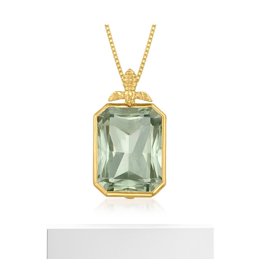 Ross-Simons Prasiolite Bumblebee Pendant Necklace in 18kt Go - 图3