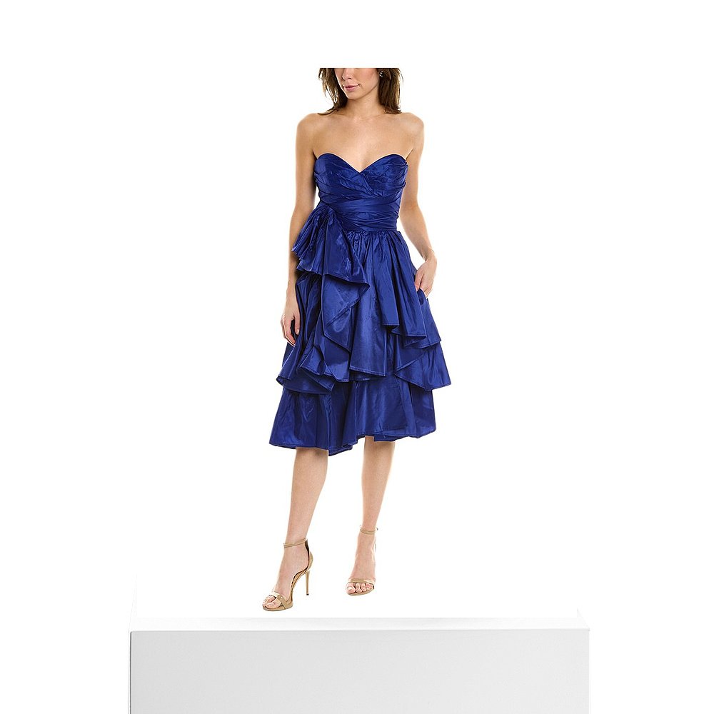 Carolina Herrera Sweetheart Silk Cocktail Dress blue 【美国 - 图3