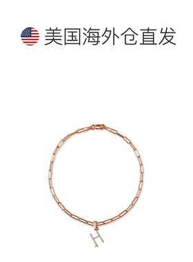 自营sabrina14k 玫瑰金和钻石初始链接手链 - 玫瑰 h 美国奥莱直