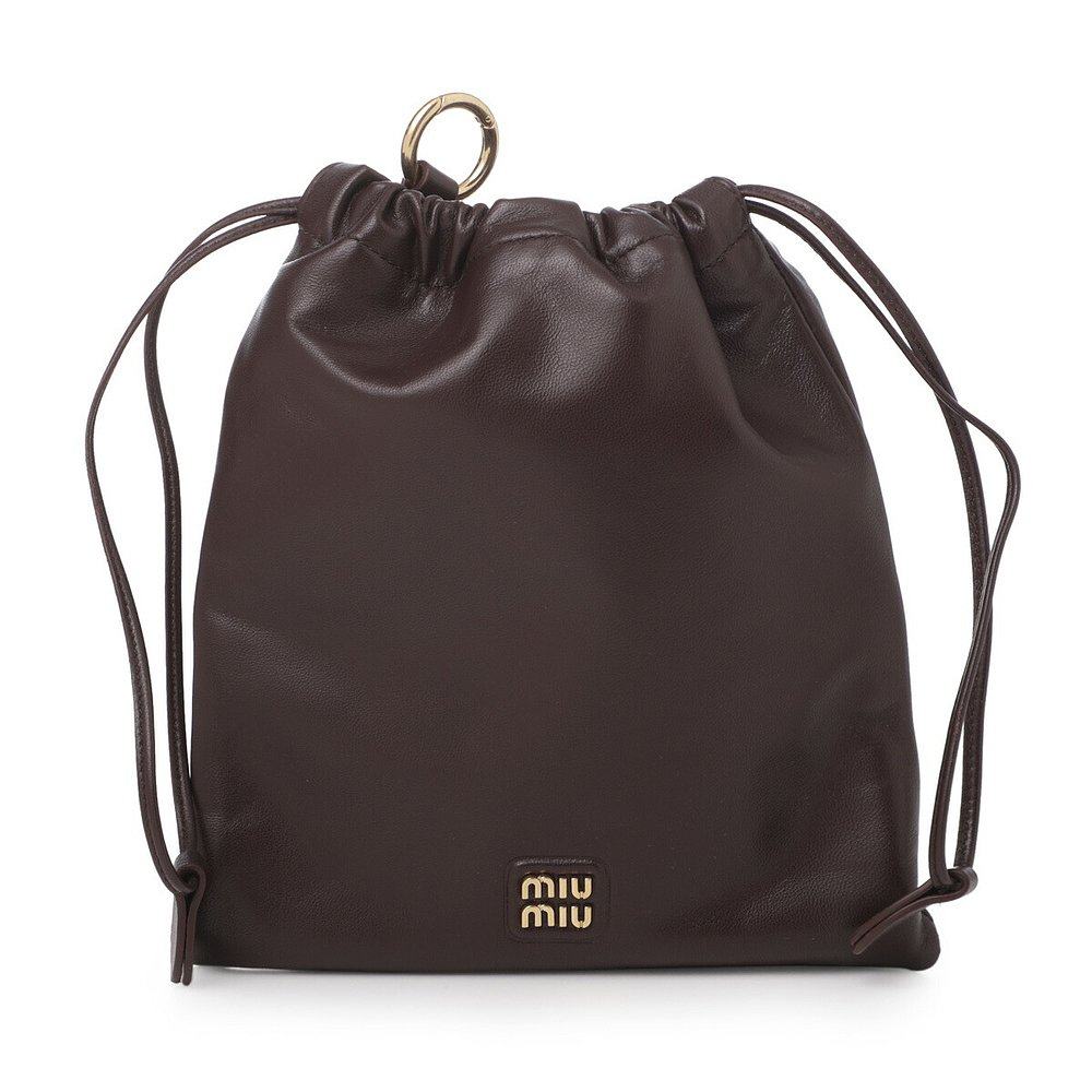 日本直邮Miu Miu 束口袋包 棕色 女款 5ng010 2csw f0nbl - 图0