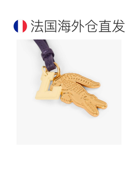 自营欧洲直邮Lacoste法国鳄鱼 女士紫色挂饰挂件网球拍钥匙扣镜面