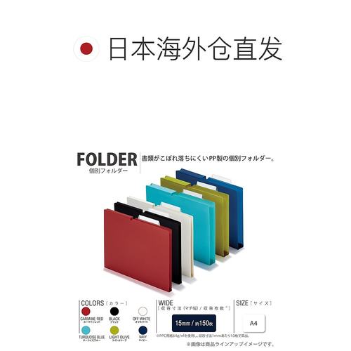 【日本直邮】国誉文件夹 NEOS A4 15mm 三面装订 5本装订本 绿松 - 图1