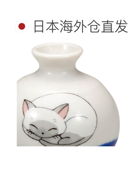 日本直邮九谷烧礼品包装1.8合小花瓶睡猫白 花瓶单个花瓶礼物流行
