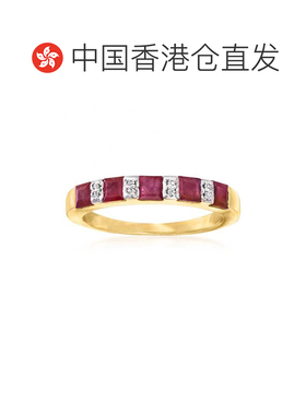 自营Ross-Simons 18kt 金镶钻红宝石戒指 - 红色 美国奥莱直发