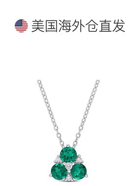 自营 925 纯银 Mimi & Max 1 1/4 克拉 TGW 人造祖母绿和人造白色