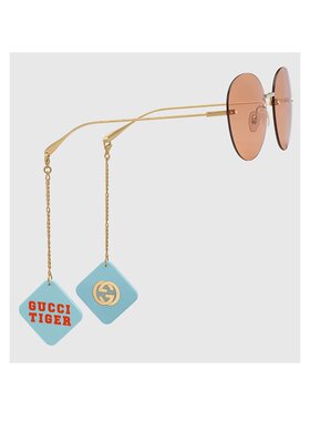 Gucci 中国新年系列带坠饰圆形镜框太阳眼镜 690989I3330