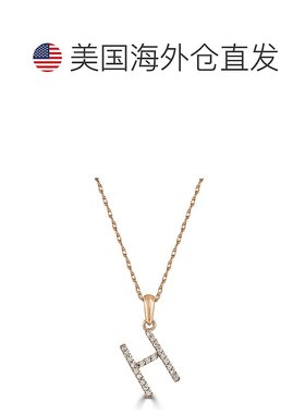 自营 sabrina14k 玫瑰金和钻石初始项链 - 玫瑰 h 美国奥莱直发