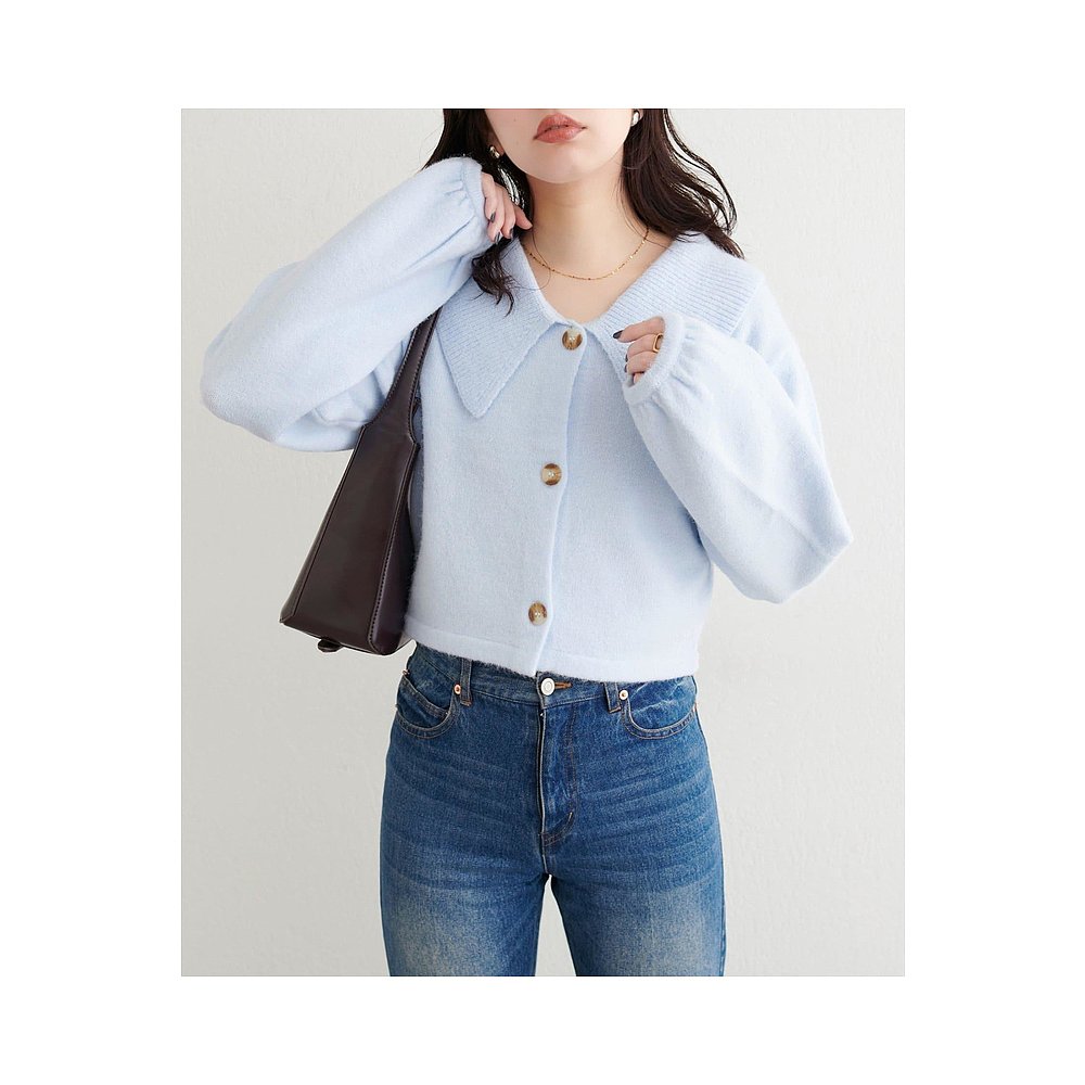 1h可退 日本直邮官方授权 natural couture 大翻领短款针织衫毛衫 - 图0