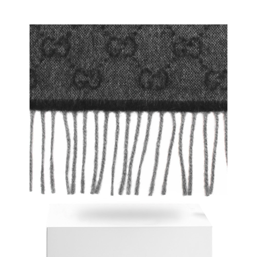 天猫国际海外仓直购香港直邮GUCCI 古驰 女士男女同款情侣款羊毛双G提花图案围巾3