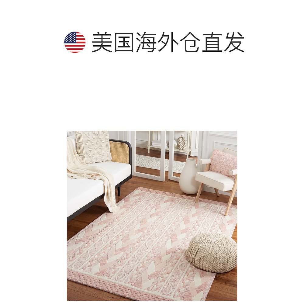 自营safaviehMetro Hand Made Area rug, Pink / Ivory Contempor - 图1