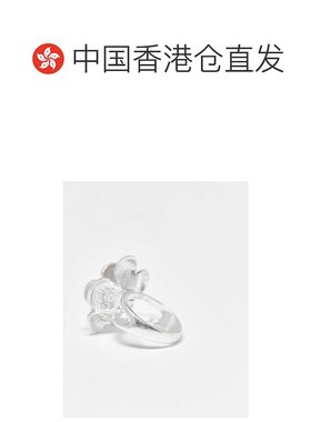 1h可退 香港直邮潮奢 ASOS 女士 Curve 设计精饰花朵色调戒指(银)