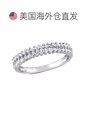 自营mimi & maxMimi&Max 1/3ct TW锥形长方形钻石戒指14k白金-白