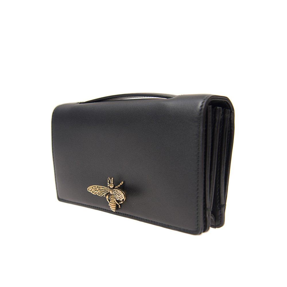 香港直邮dior女士黑色牛皮蜜蜂皮夹 天猫国际全球探物手拿包
