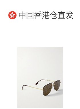 1h可退 香港直邮Fendi 芬迪 女士 天蓝色飞行员镀金太阳眼镜 FE40
