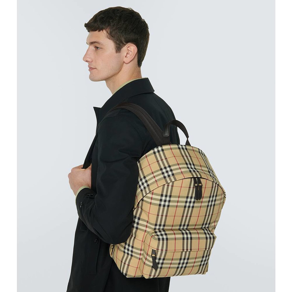 潮奢 Burberry 男士Burberry Check backpack 双肩包 - 图0