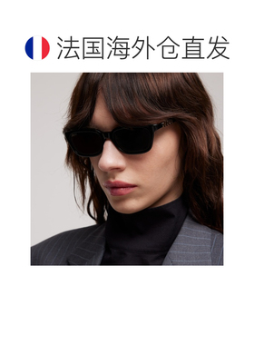 自营欧洲直邮GUCCI古驰 女士黑色醋酸纤维Gucci字样矩形太阳镜