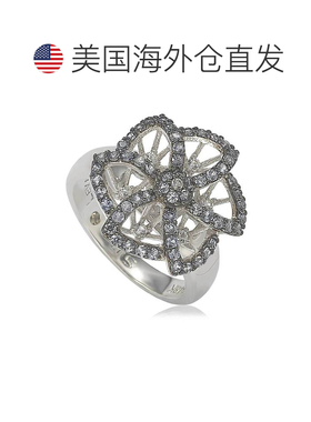 自营Suzy Levian 纯银蓝宝石和钻石抽象花朵戒指 - 蓝色 - 蓝色
