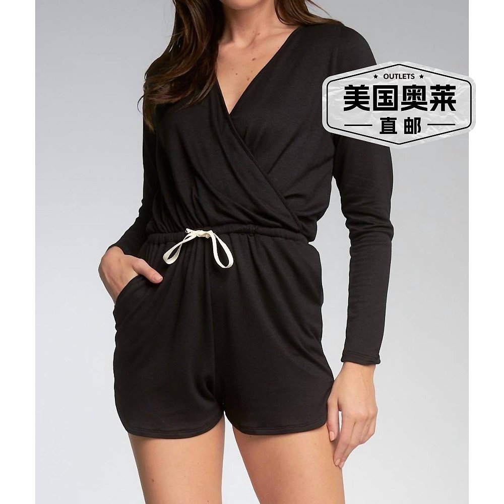 elanCarefree Long Sleeve Romper In Black black 【美国奥莱】 - 图0