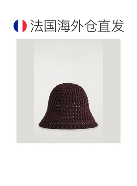 欧洲直邮自营COS 女士红色钩编棉混纺渔夫帽配饰