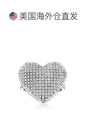 自营Ross-Simons Pave Diamond Heart Ring in Sterling Silver -