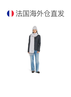 自营欧洲直邮GUCCI古驰 灰色/浅灰色羊绒皮革贴饰围巾男女通用