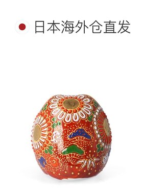 日本直邮九谷烧 2.2 号圆形猫头鹰 红色 装饰品 护身符 猫头鹰