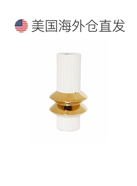 自营vivience白色瓷花瓶金色中心边缘设计 - 白色 美国奥莱直发