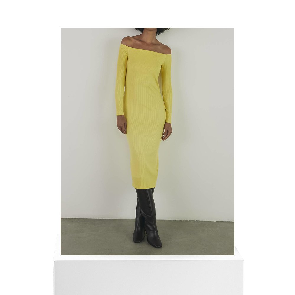 enza costaA Coste Off Shoulder L/s Dress In Yellow yellow【-图3