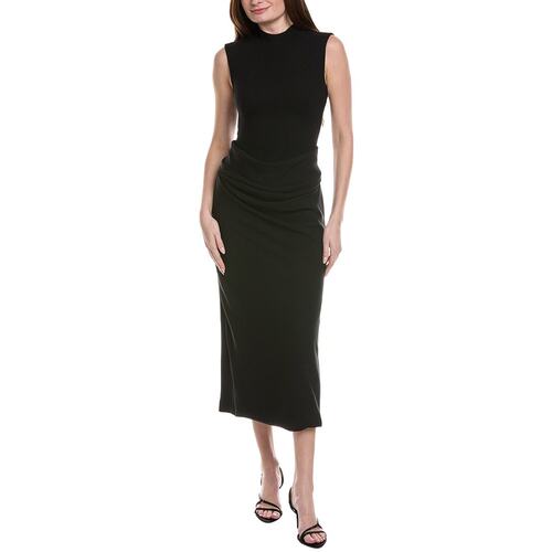 自营Lela Rose Cummerbund Wool-Blend Dress - black 美国奥莱直 - 图0