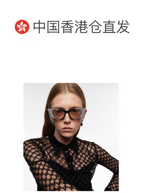 1h可退 香港直邮Gucci 古驰 女士 水晶装饰猫眼太阳眼镜